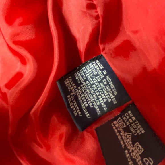 Vintage Tommy Hilfiger Light Weight Hooded Puffer Vest Navy Red Circle Pattern - Picture 12 of 14